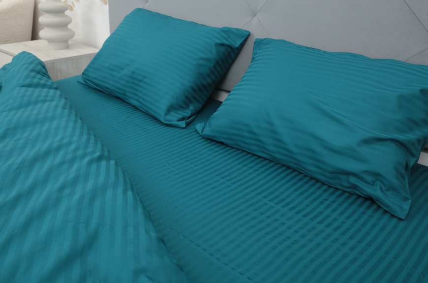 Комплект постельного белья Amore, Страйп-сатин KPB-A1,5-STLux-turquoise4630 50x70 фото