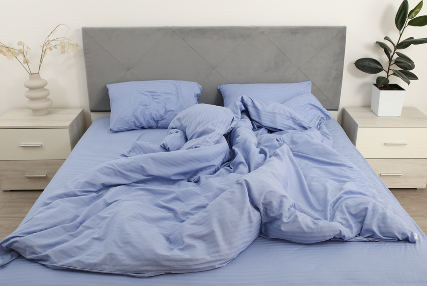 Комплект постельного белья Amore, Страйп-сатин KPB-A1,5-STLux-blue3919 50x70 фото