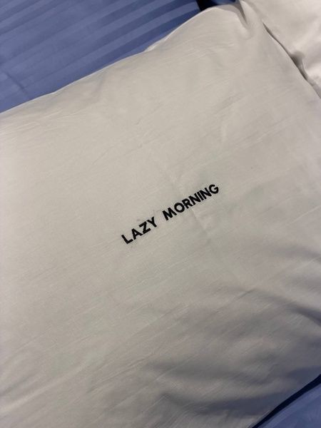 Lazy-Morning Embroidered Pillowcase (Black)