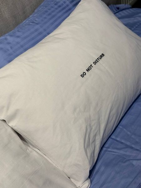 Lazy-Morning Embroidered Pillowcase (Black)