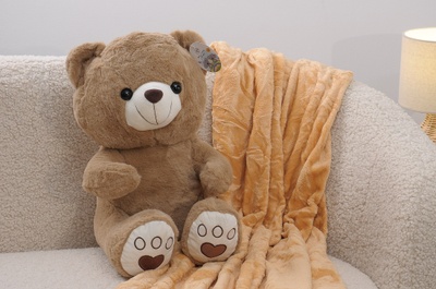 Baby fleece plaid + toy M, 160x120 cm