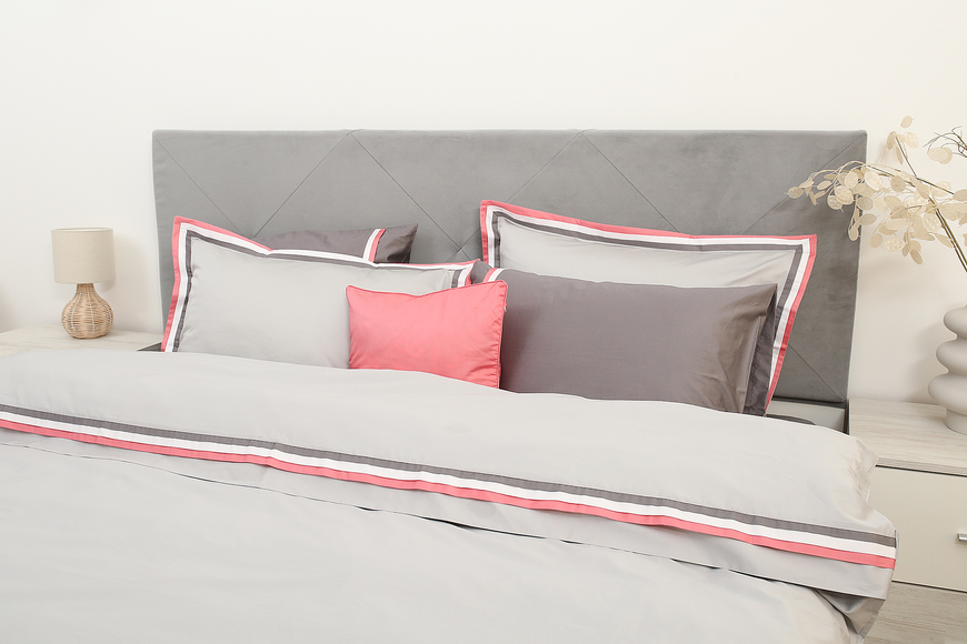 KingSize Amore Satin Premium bedding set Pink Gray 50x70, 50x70, Euro, 200x220 cm, 260x280 cm, 4 pillowcases 50x70, 1 pillowcase 40x40, sheet, duvet cover