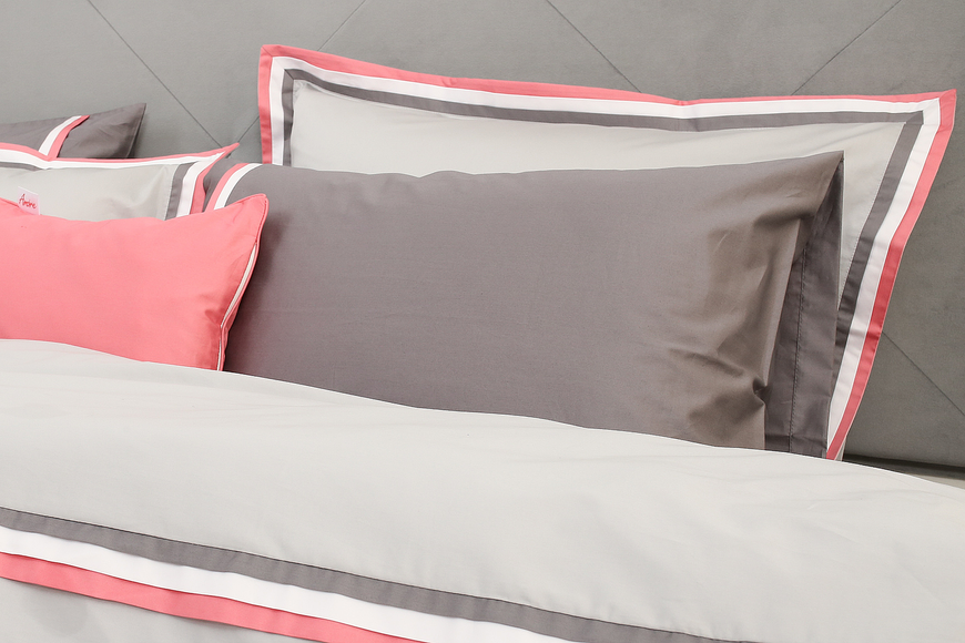 KingSize Amore Satin Premium bedding set Pink Gray 50x70, 50x70, Euro, 200x220 cm, 260x280 cm, 4 pillowcases 50x70, 1 pillowcase 40x40, sheet, duvet cover