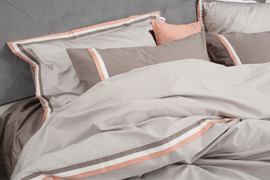 KingSize Amore Satin Premium bedding set Orange Gray 50x70, 50x70, Euro, 200x220 cm, 260x280 cm, 4 pillowcases 50x70, 1 pillowcase 40x40, sheet, duvet cover