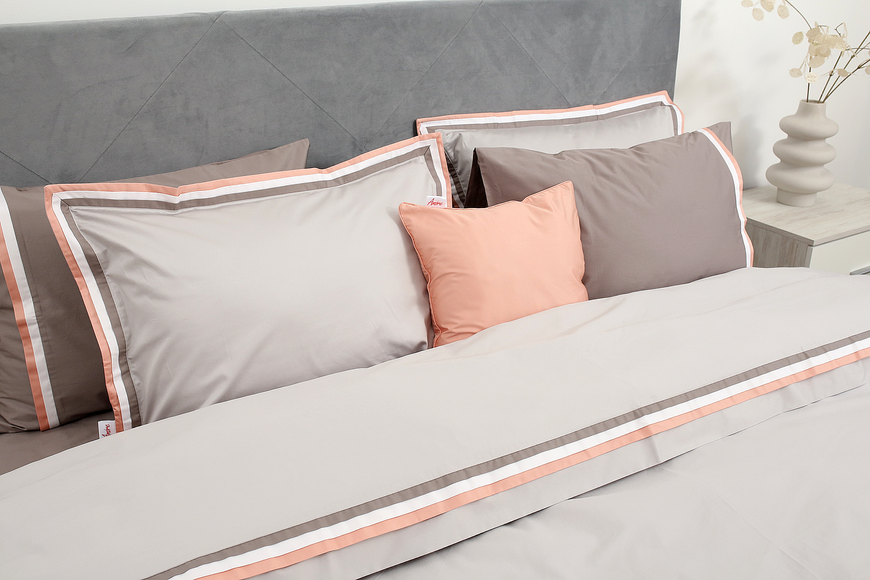 KingSize Amore Satin Premium bedding set Orange Gray 50x70, 50x70, Euro, 200x220 cm, 260x280 cm, 4 pillowcases 50x70, 1 pillowcase 40x40, sheet, duvet cover