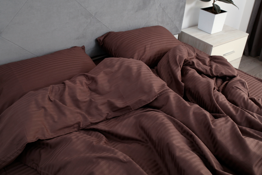 Комплект постельного белья Amore, Страйп-сатин KPB-A1,5-STLux-chocolate1420 50x70 фото
