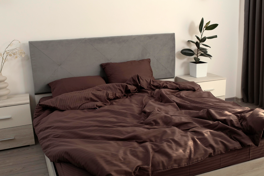Комплект постельного белья Amore, Страйп-сатин KPB-A1,5-STLux-chocolate1420 50x70 фото